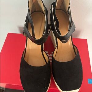 Black Espadrille Wedge Sandals